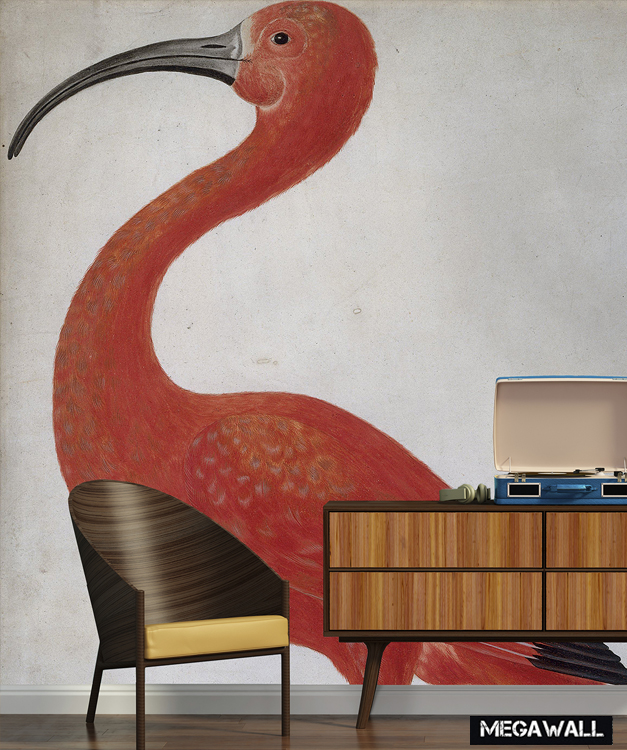 Rode Ibis - Behang