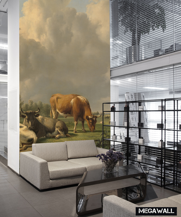 Meadow with cattle - Wallcover