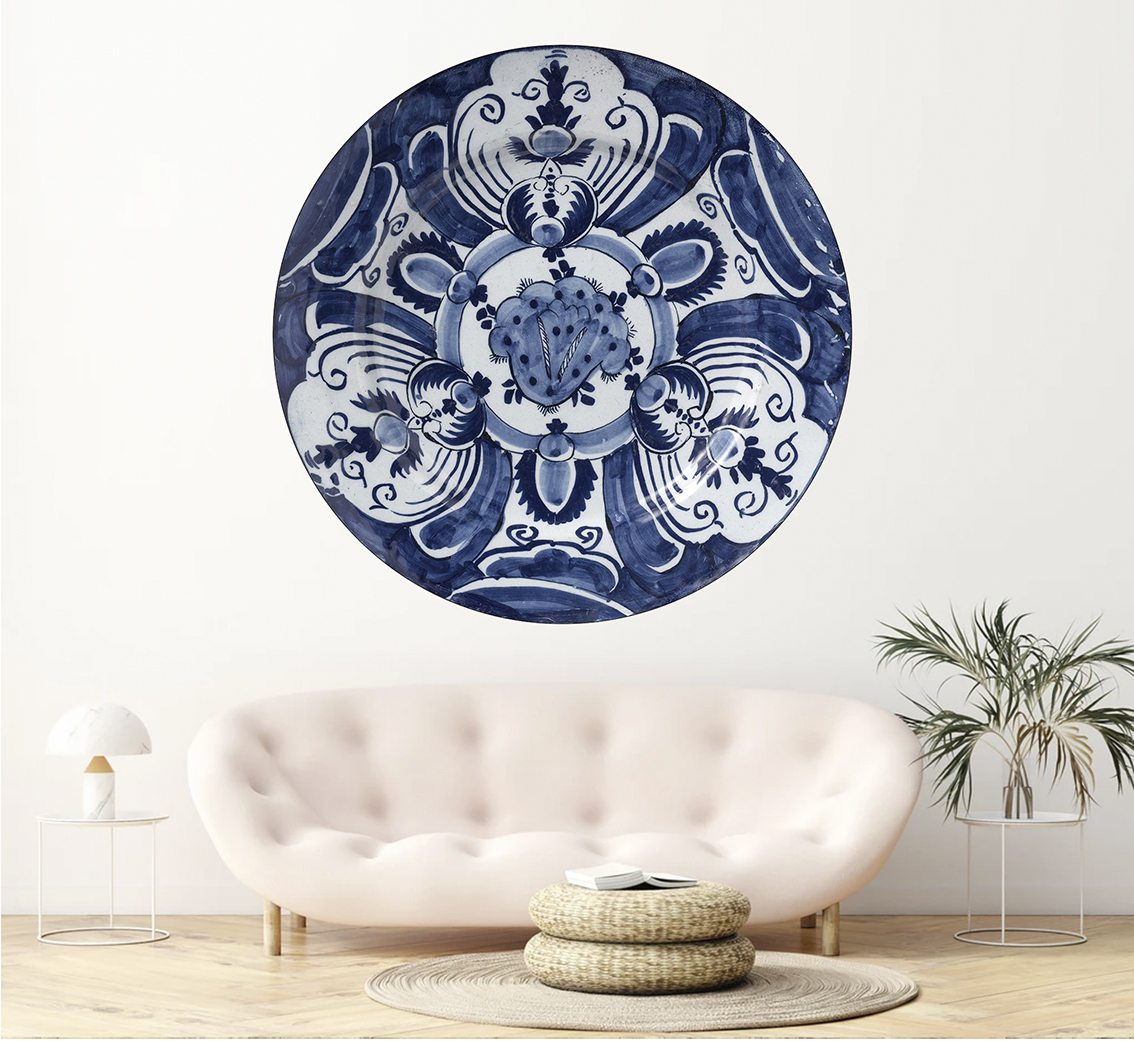 Wallpaper Circle Delft Blue - Fantasy