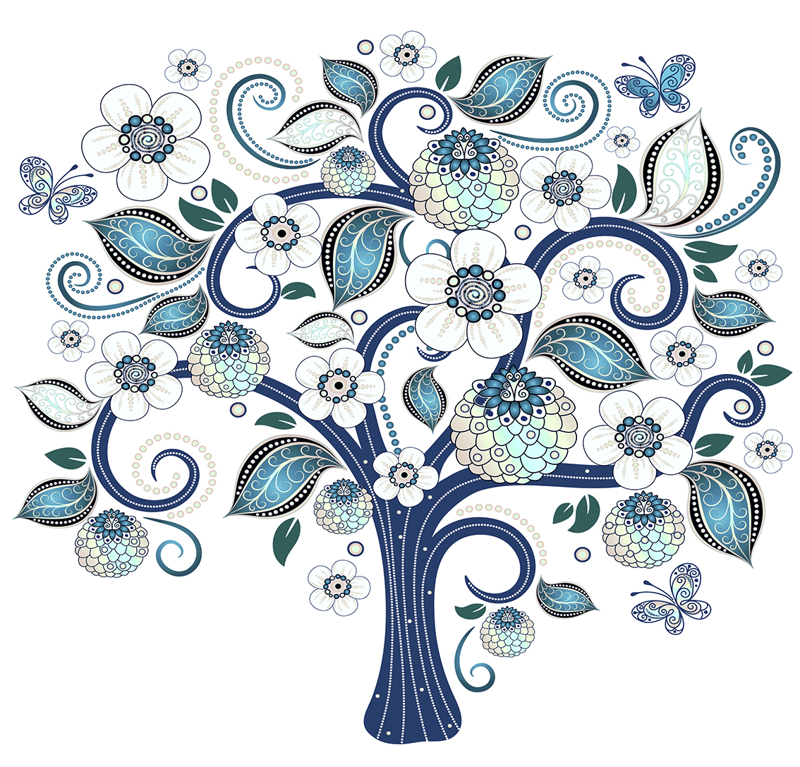 Happy Tree - Mural Blue