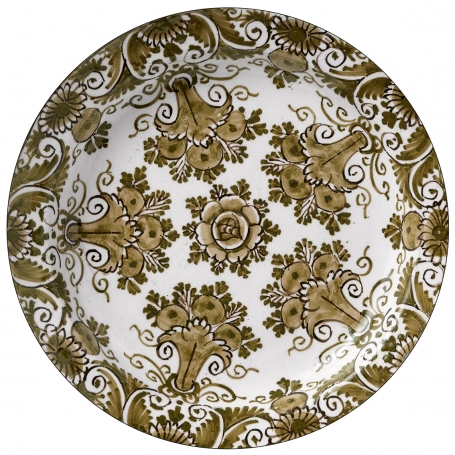 Behangcirkel Delfts Blauw - Floral (brown)