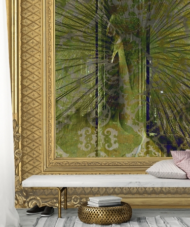 Wallpaper Elegance Green - Framed