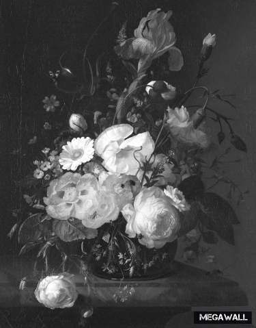 Still lfe with flowers 4 - Black/White Wallcover