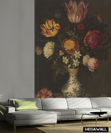Still life with flowers in a Wan-li vase - Wallcover