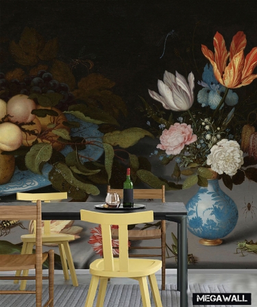 Still life with fruits and flowers - Wallcovers