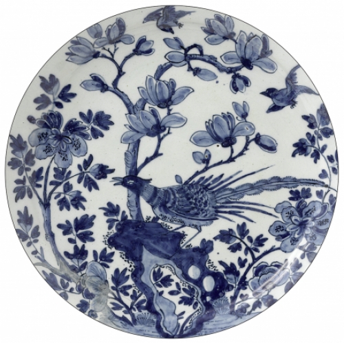 Papier peint Circle Delft Blue - Bird