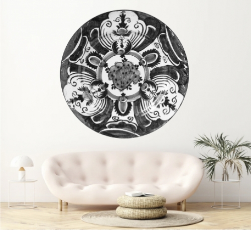 Wallpaper Circle Delft Blue - Fantasy (black)