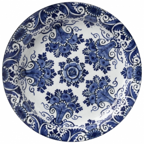 Wallpaper Circle Delft Blue - Floral