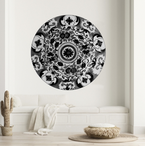 Wallpaper Circle Delft Blue - Multicolor (black)