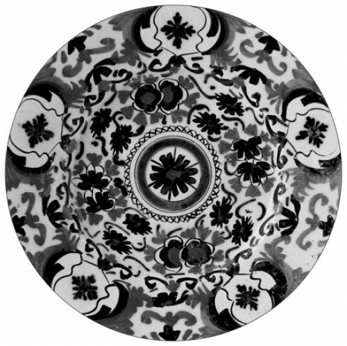 Papier peint Circle Delft Blue - Multicolor (black)