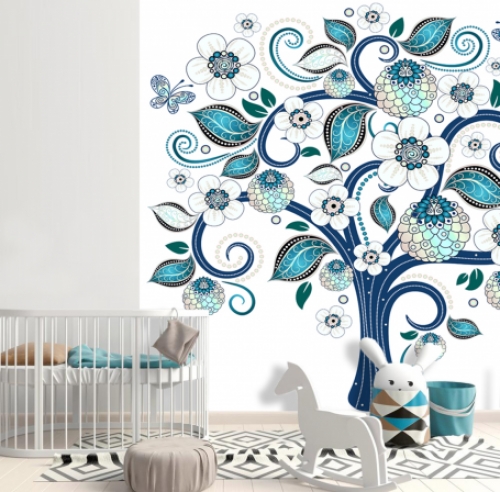 Happy Tree - Mural Blue