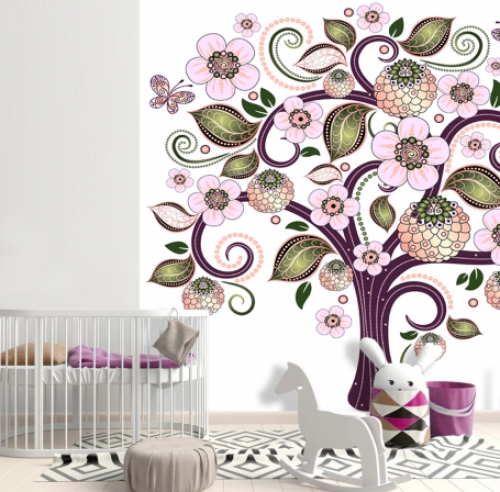 Happy Tree  - Mural Pink